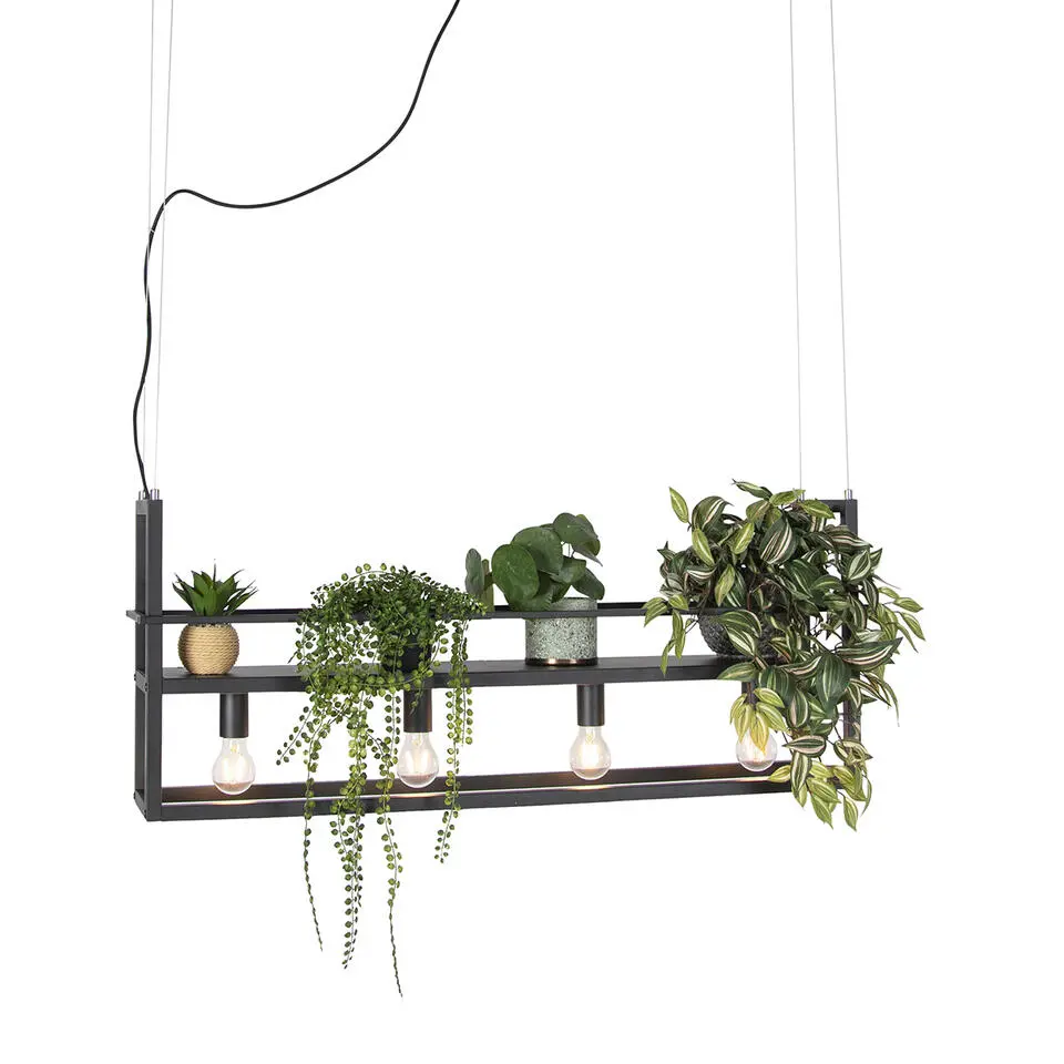 Qazqa hanglampen cage rack zwart e27