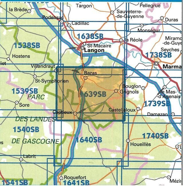 IGN - 1639 SB BAZAS GRIGNOLS 1 25 000