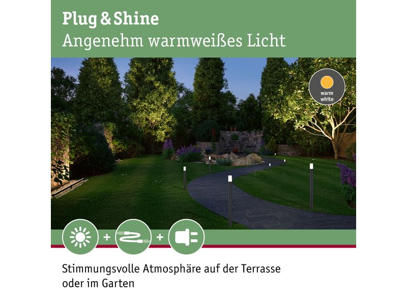 Paulmann Sockelleuchte Plug & Shine Flarea 40 cm 3000 K, Er 24 V Pollerleuchte für das Plug & Shine System