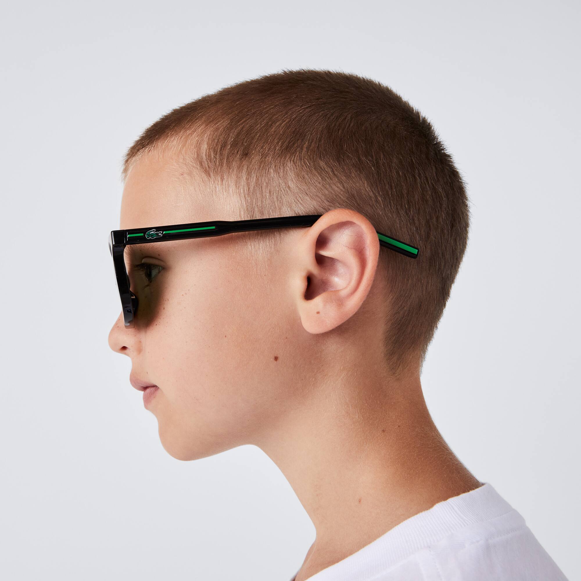 Lunettes de soleil rectangulaires Enfant Rubber Line Lunettes De Soleil - Noir - Lacoste - Enfant