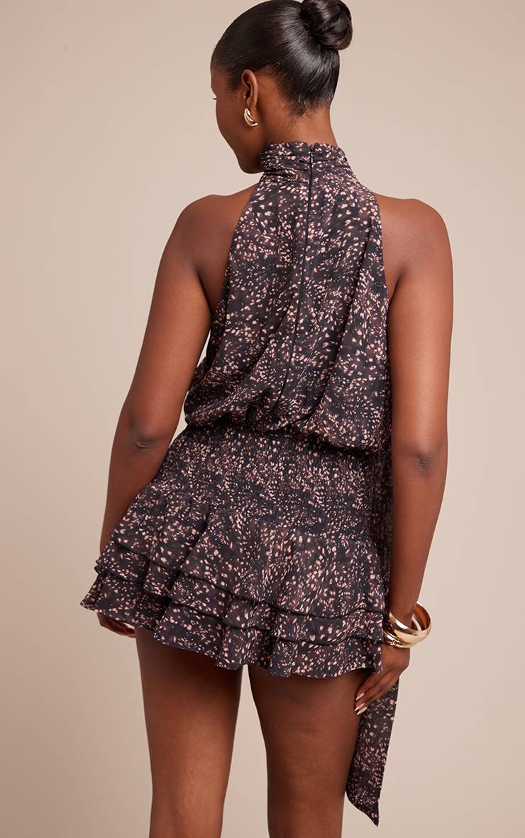 Noir Combishort Jupe-culotte En Mousseline Avec Détail Foulard
