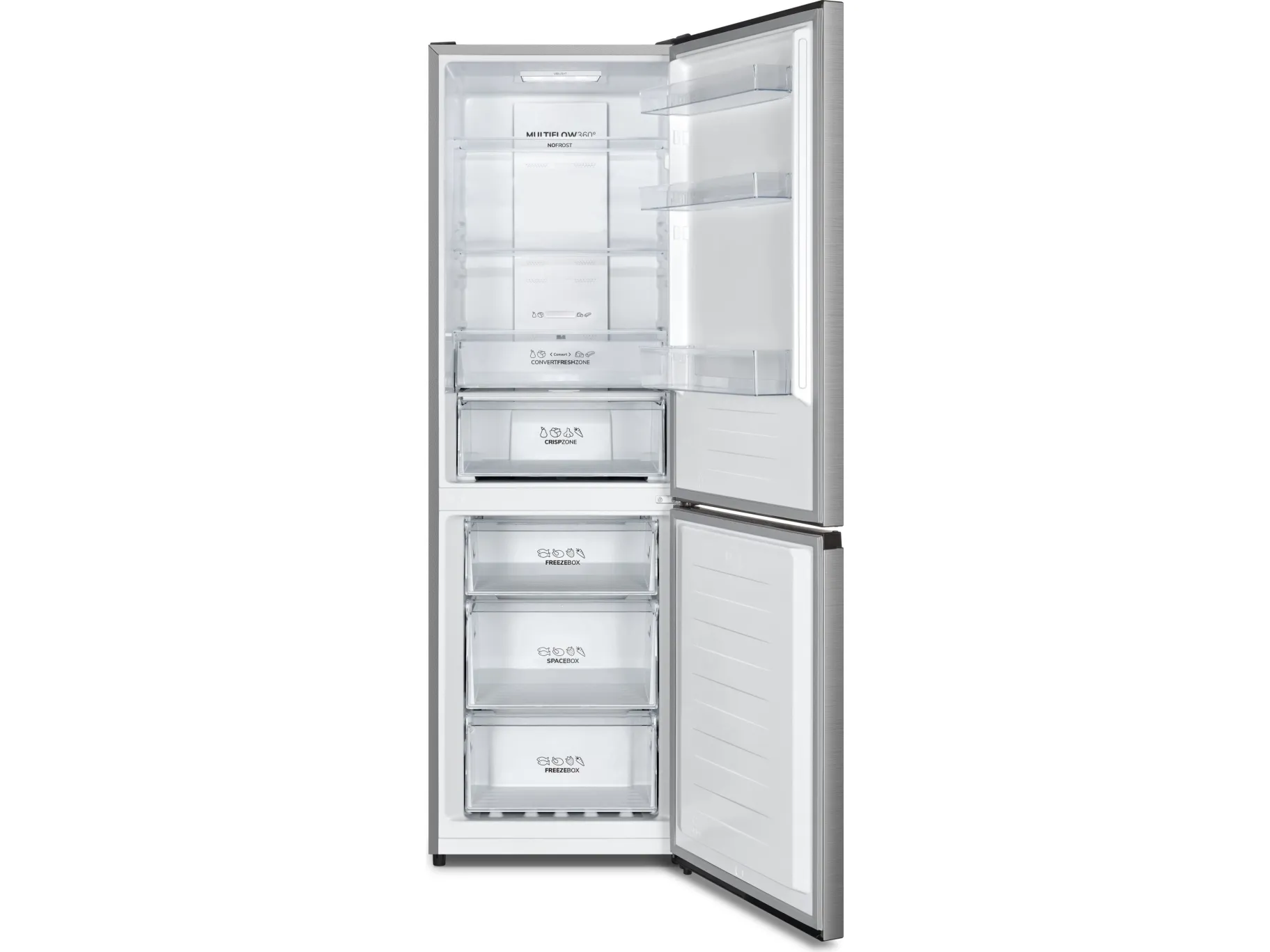 Gorenje N619EAXL4 - Køleskab/fryser - bund-fryser - bredde: 59.5 cm - dybde: 59 cm - højde: 186 cm - 304 liter - Klasse E - rustfrit stål