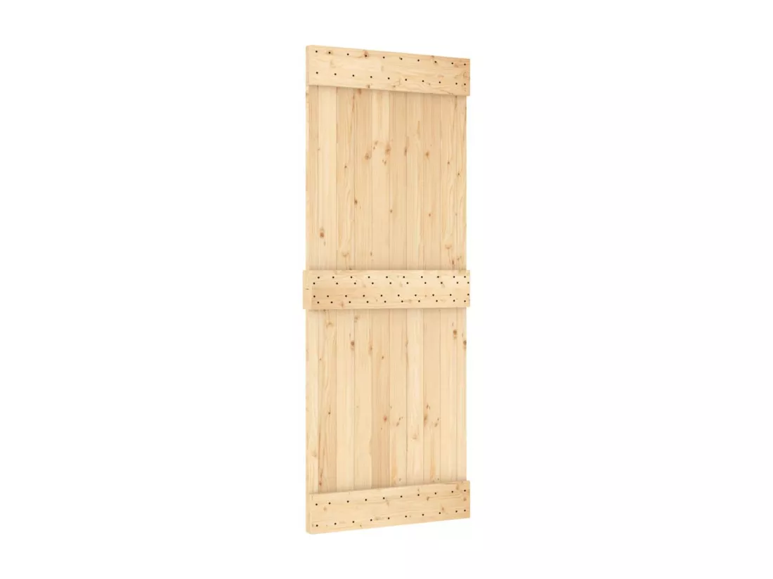 Porte coulissante et kit de quincaillerie 80x210 cm pin massif