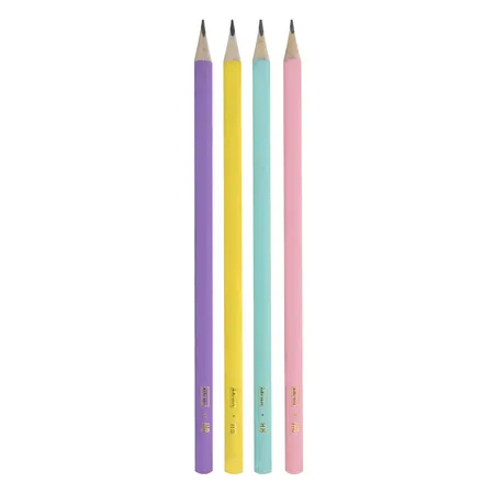 Idena 10523 Bleistifte FSC100% dreikant pastell, HB, 4er