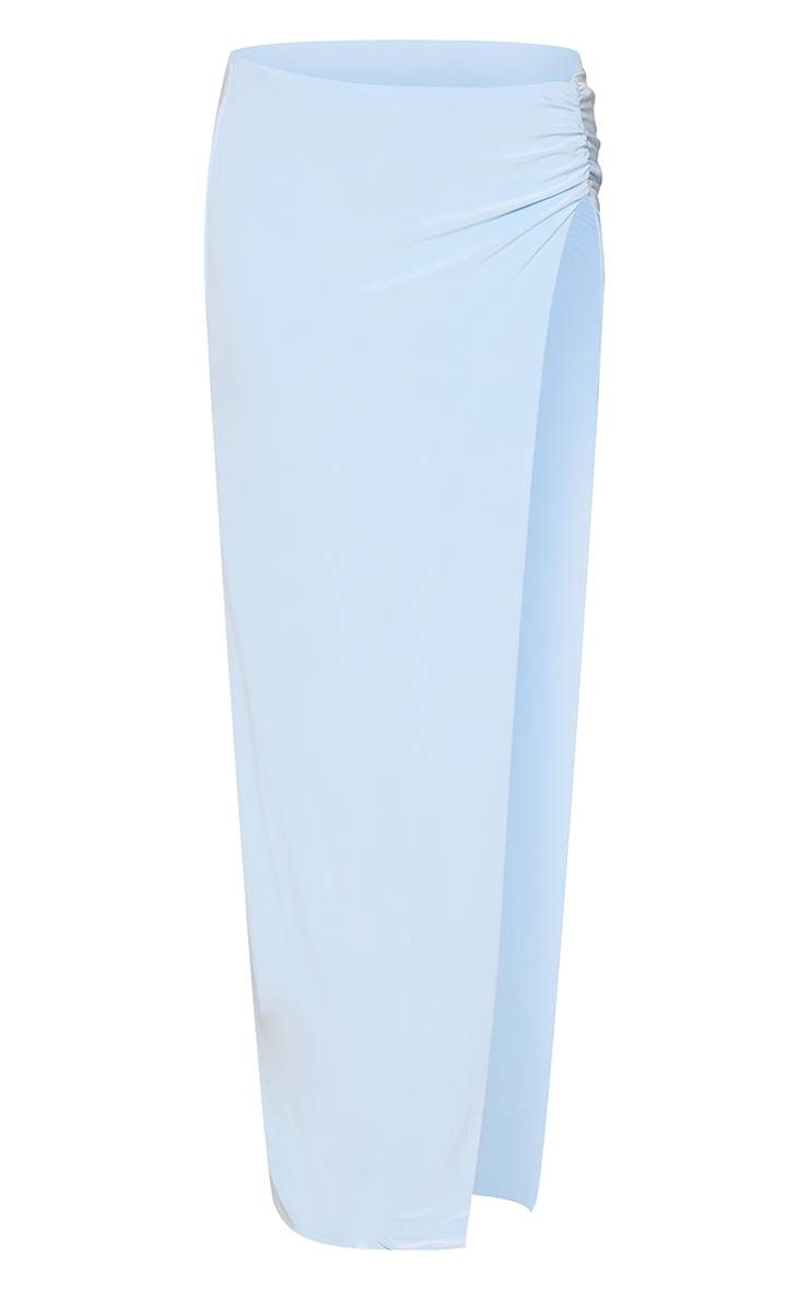 Bleu Layette Jupe Longue Coordonnée En Tissu Slinky Avec Nœud Devant Petite