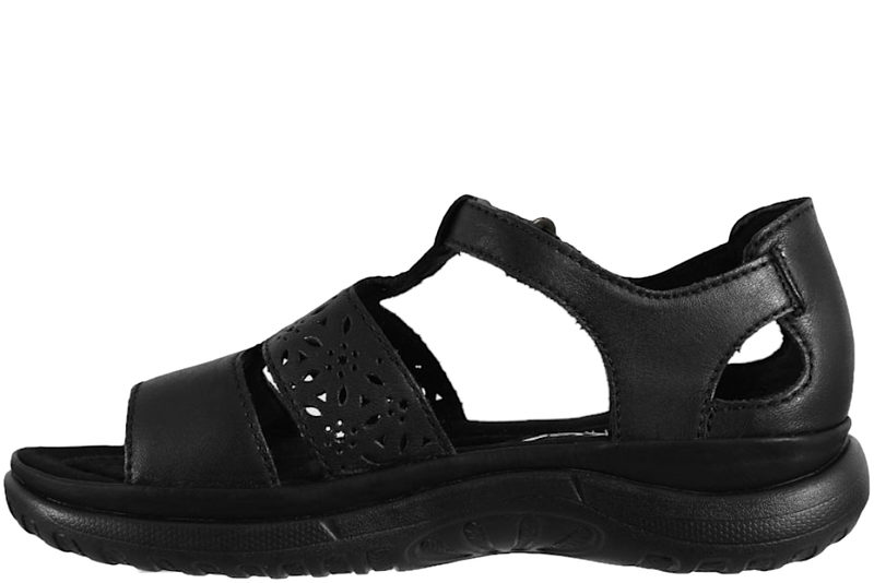 RIEKER SANDAL I SORT GLAT SKIND