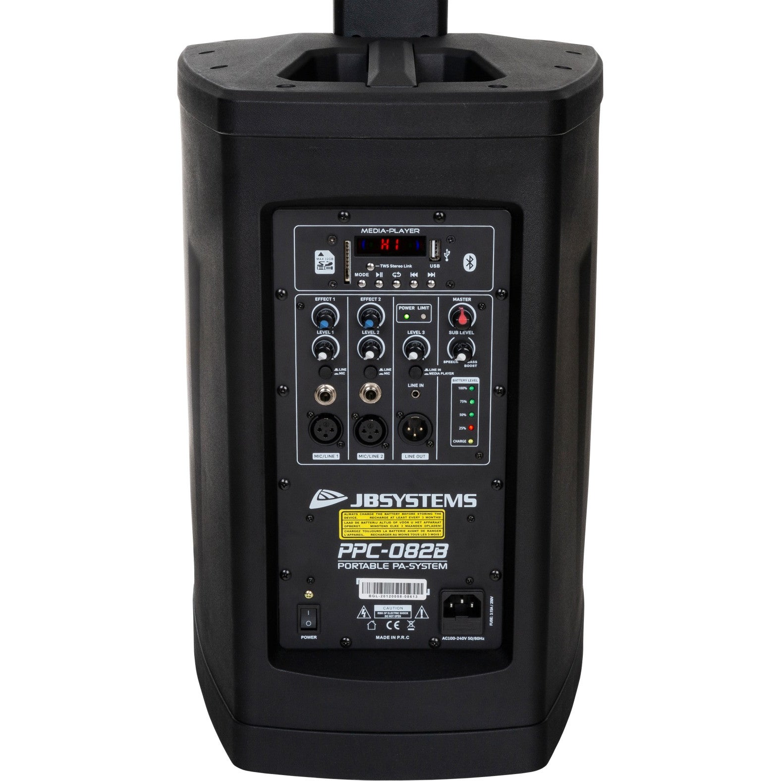 JB systems PPC-082B speaker-zuilsysteem met batterij en mediaspeler