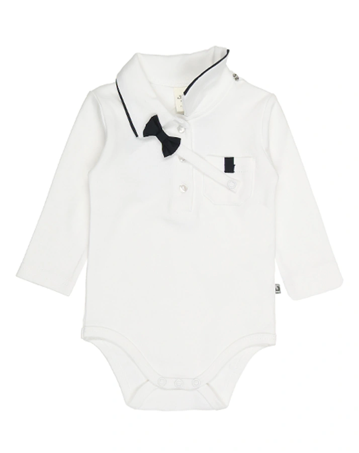 Body-Hemd CLASSIC BOYS mit abnehmbarer Fliege in weiß/marine