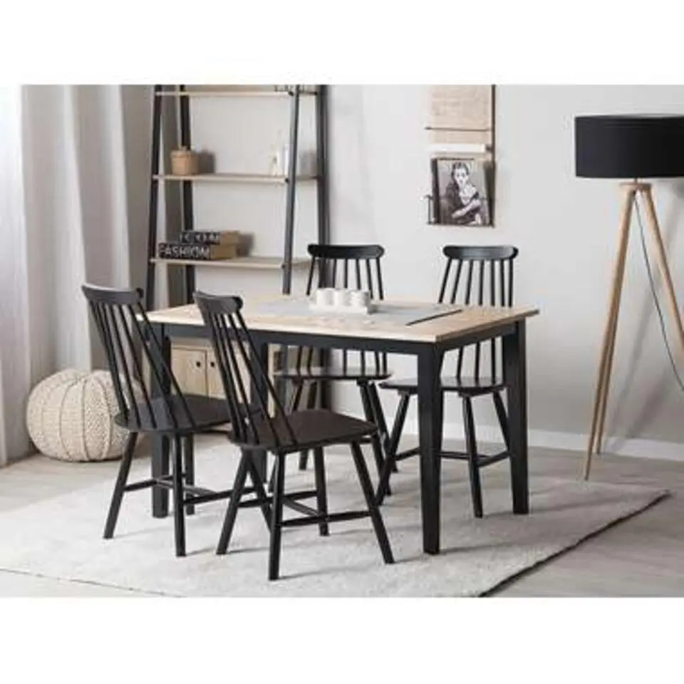 HOUSTON - Eettafel - Zwart - 75 x 120 cm - Rubberhout
