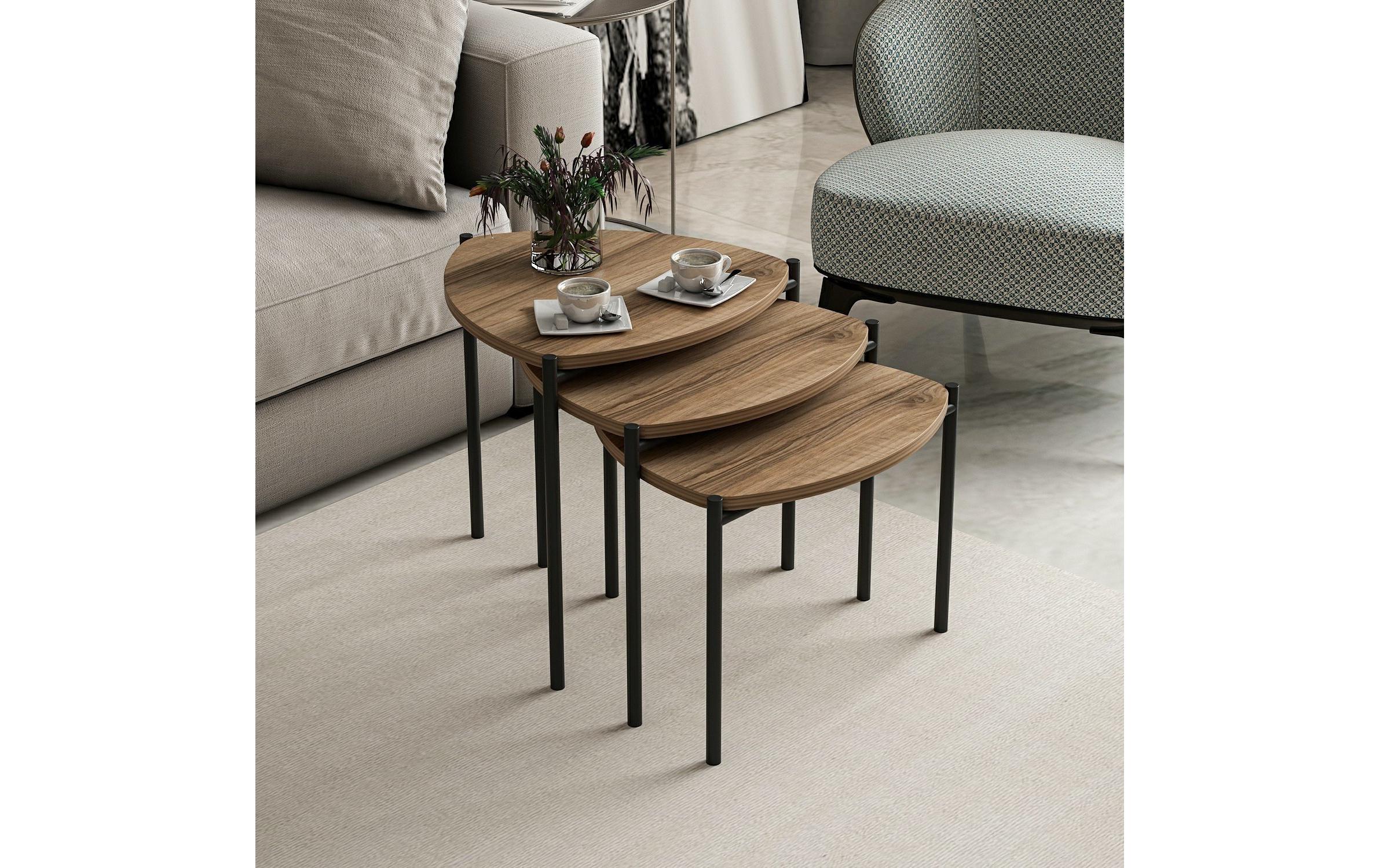 Beistelltisch Lenny 45 x 45 cm, Braun<br>Hochwertiger Nesting-Tisch (3 Stück)