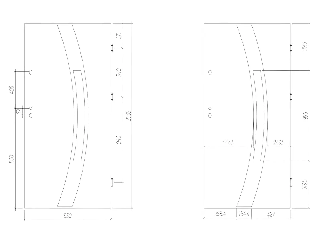 Porte d'entrée en acier vitrée avec inox H207 x L100 cm anthracite - poussant gauche - TROFA