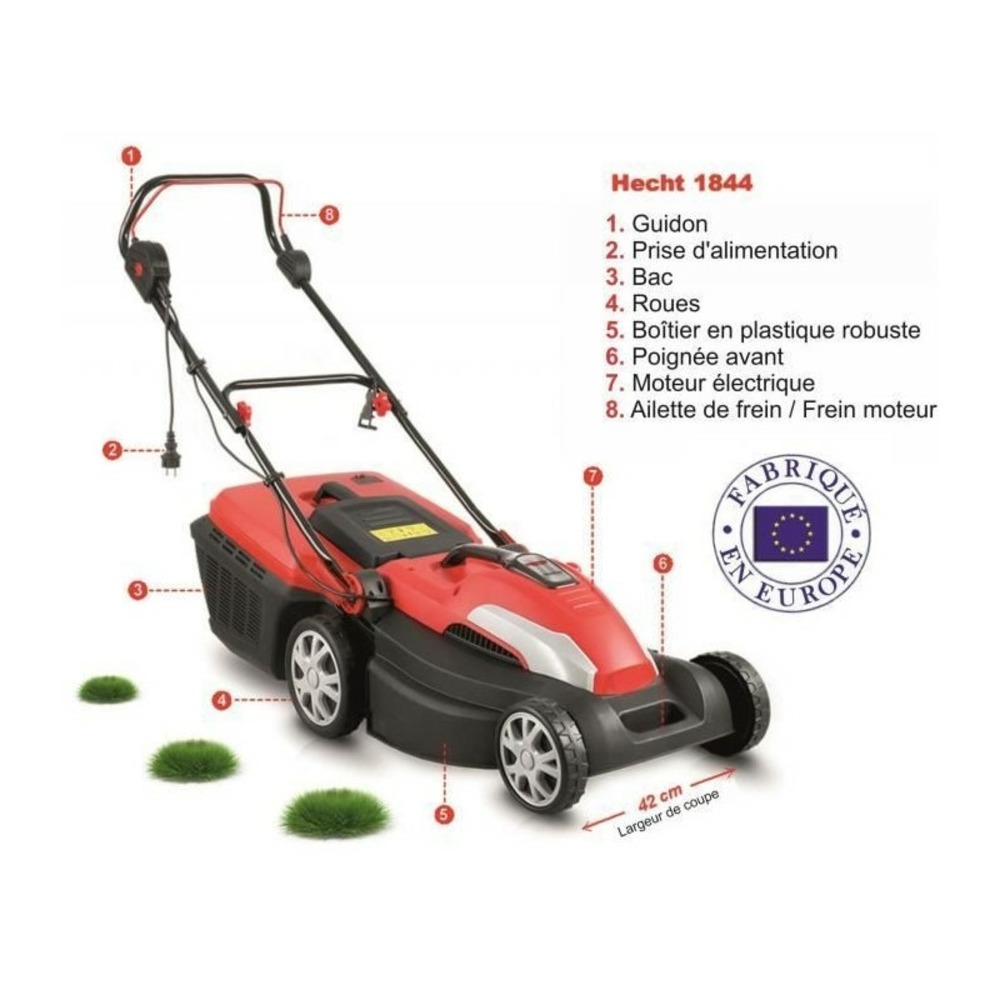 H 1844 tondeuse a gazon electrique 1800 w 3300 u/min