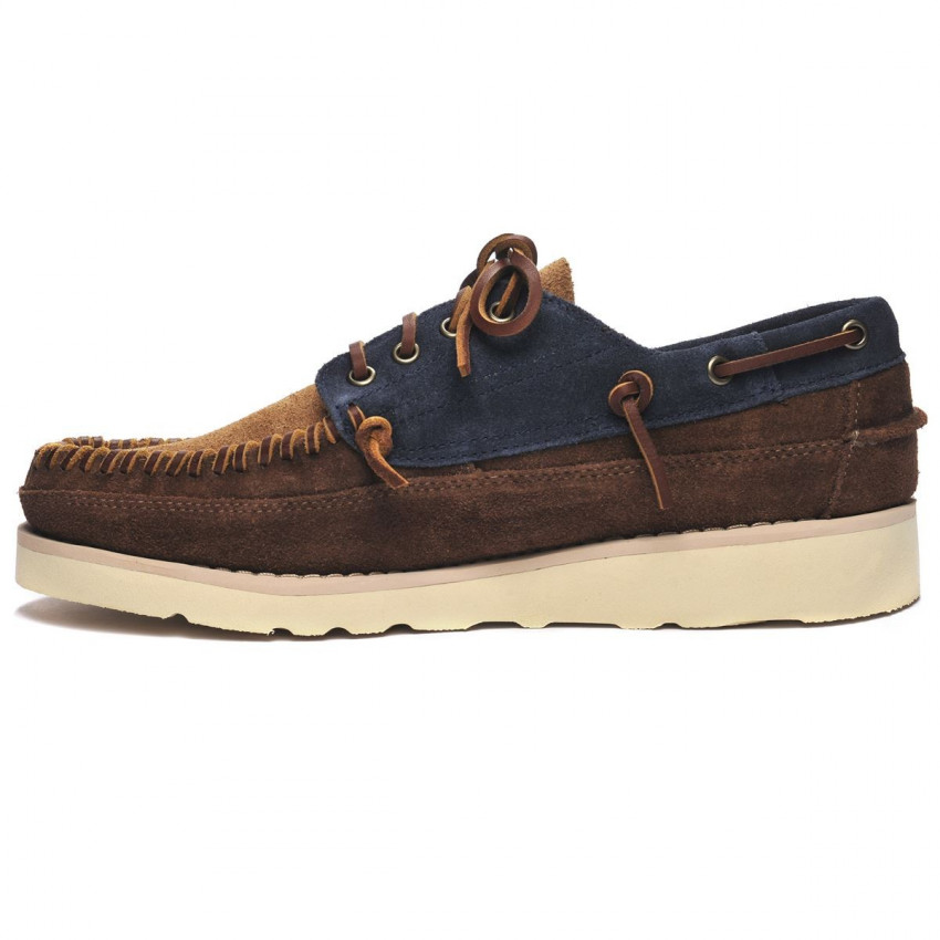 CAYUGA BLUE NAVY COGNAC DK-Mocassin tricolore en daim graissé pour homme