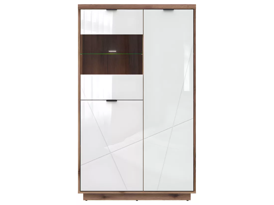 Vitrine 3 portes Sven Blanc et Bois