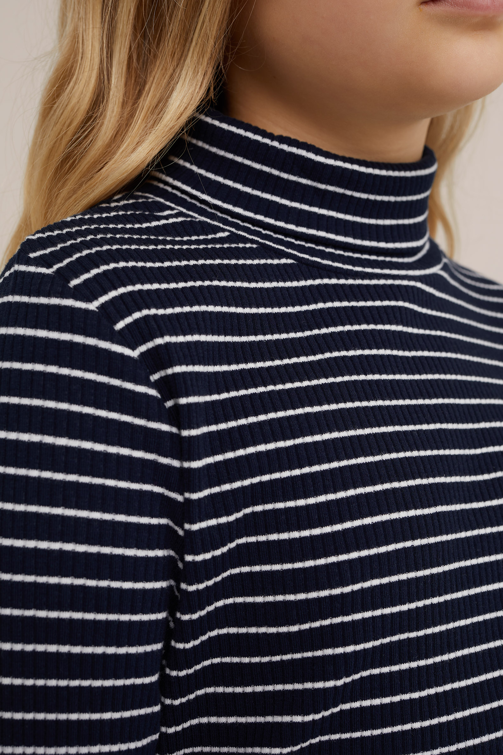 Meisjes top met col en gestreept dessin WE Fashion Blauw