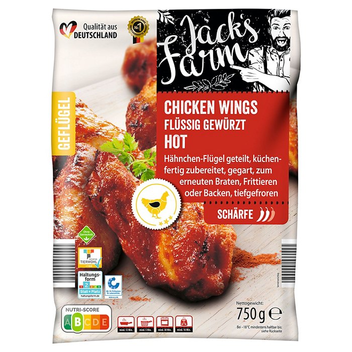 JACK´S FARM Chicken Wings 750 g, Hot