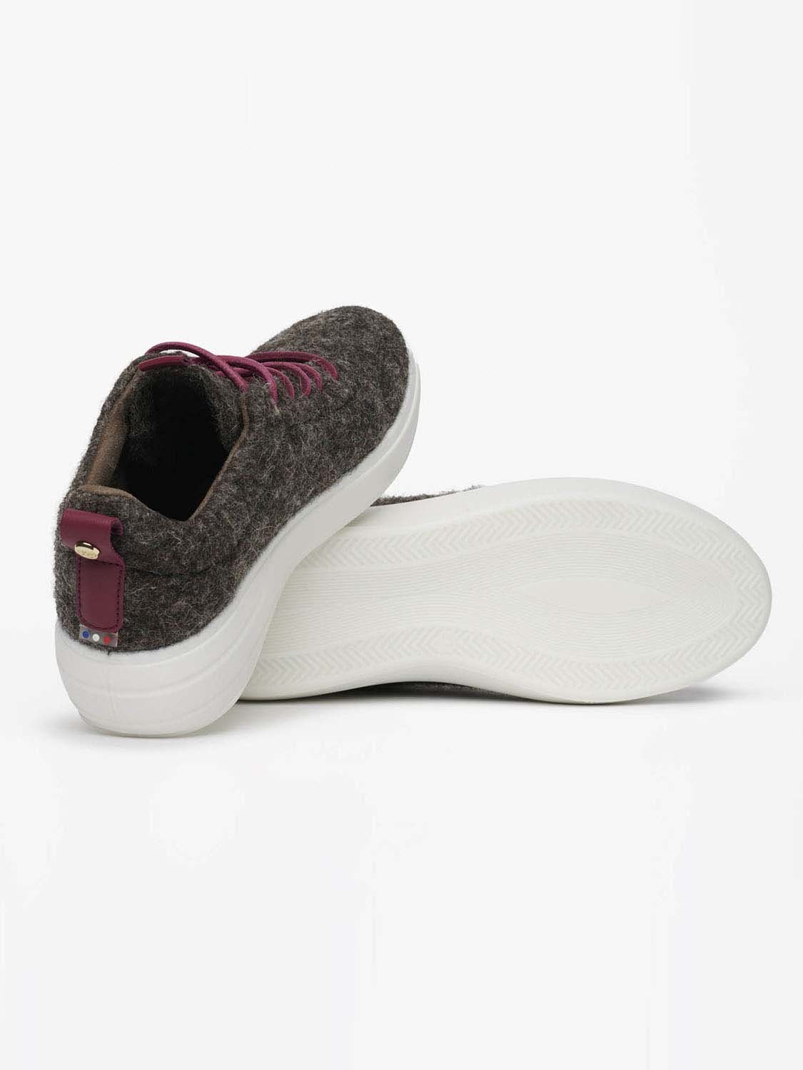 Baskets Femme Fabriquées En France En Laine Gris Foncé