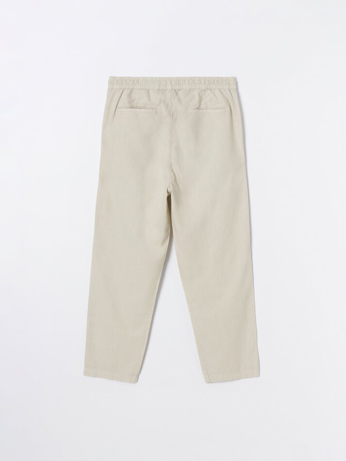 Calça jogger em algodão e linho - Areia clara
