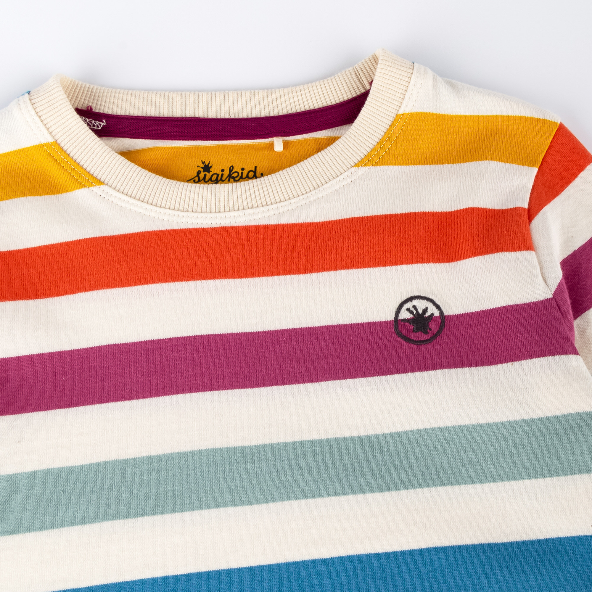 Langarmshirt M - WILD CROCODILE STRIPES in ecru/bunt