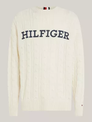 Suéter oversized de malha trançada Hilfiger Monotype