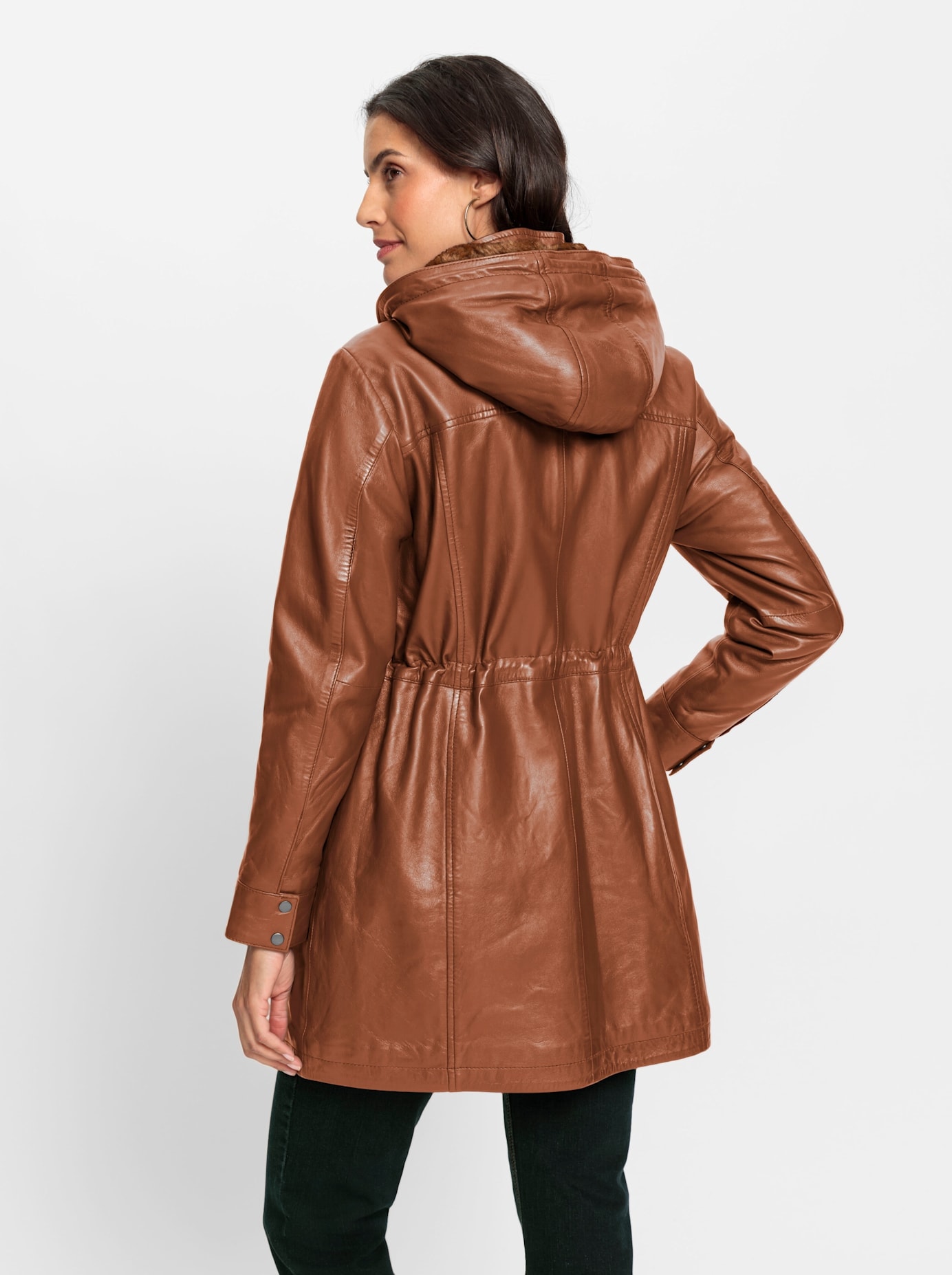 Mainpol Lederjacke mit Kapuze