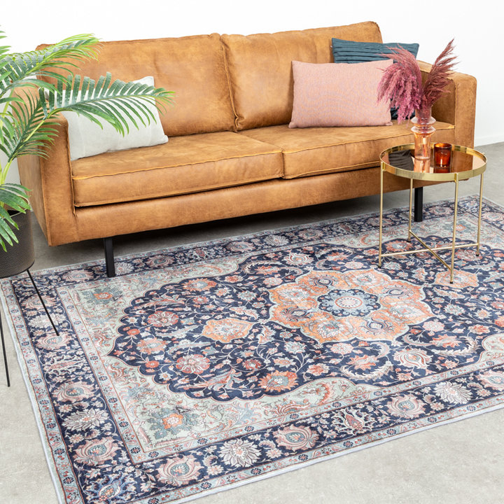 Vintage vloerkleed - Imagine Medaillon Blauw | Rijk