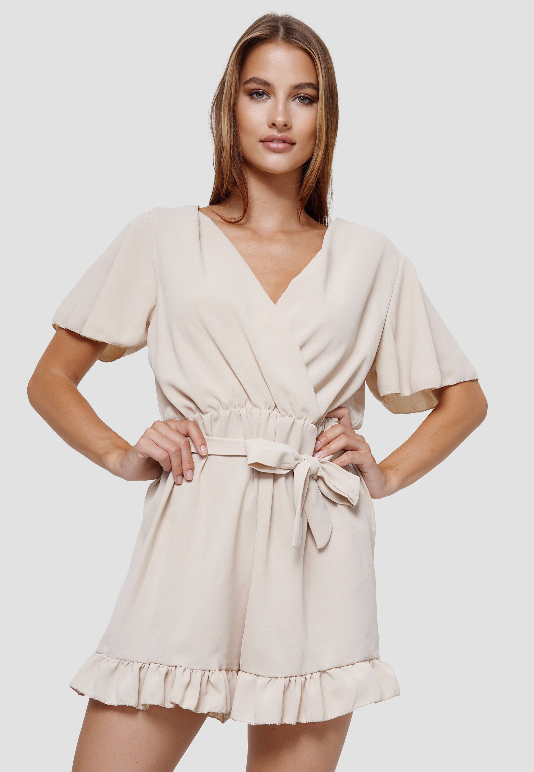 PM SELECTED Damen Playsuit Wickeloptik Jumpsuit Kurzoverall PM28