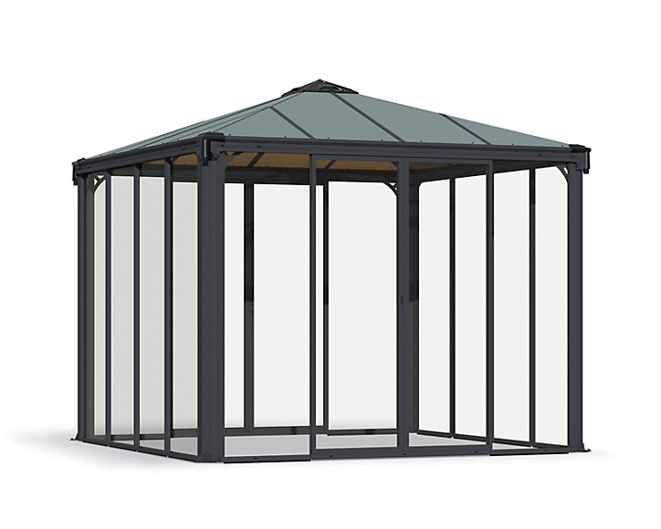 Tonnelle de jardin fermée Ledro 3x3m Gris