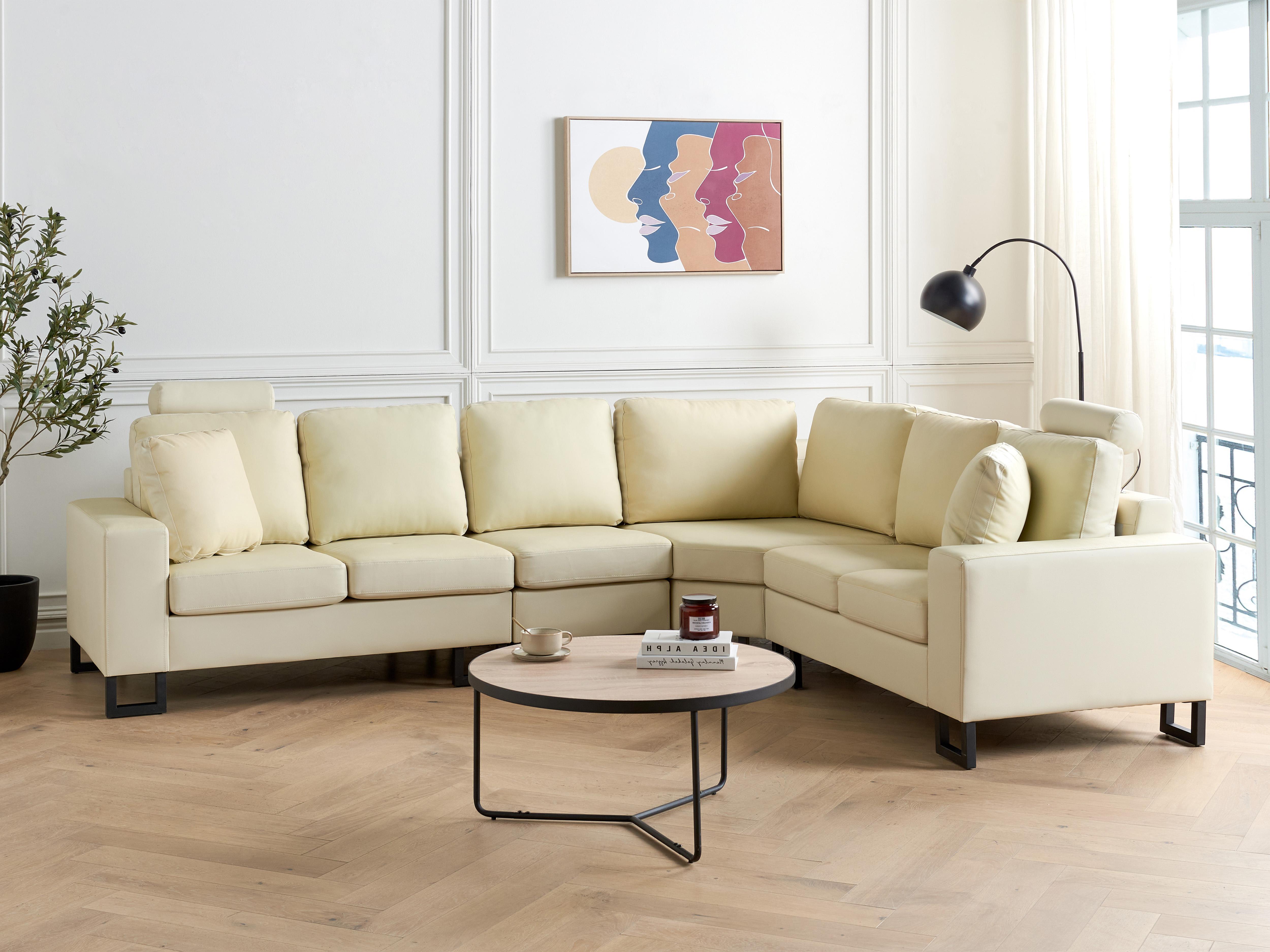 Hoekbank 6-zits STOCKHOLM Leer Lichtbeige linkszijdig