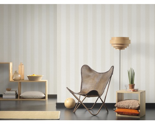 Vliesbehang 314055 strepen beige wit