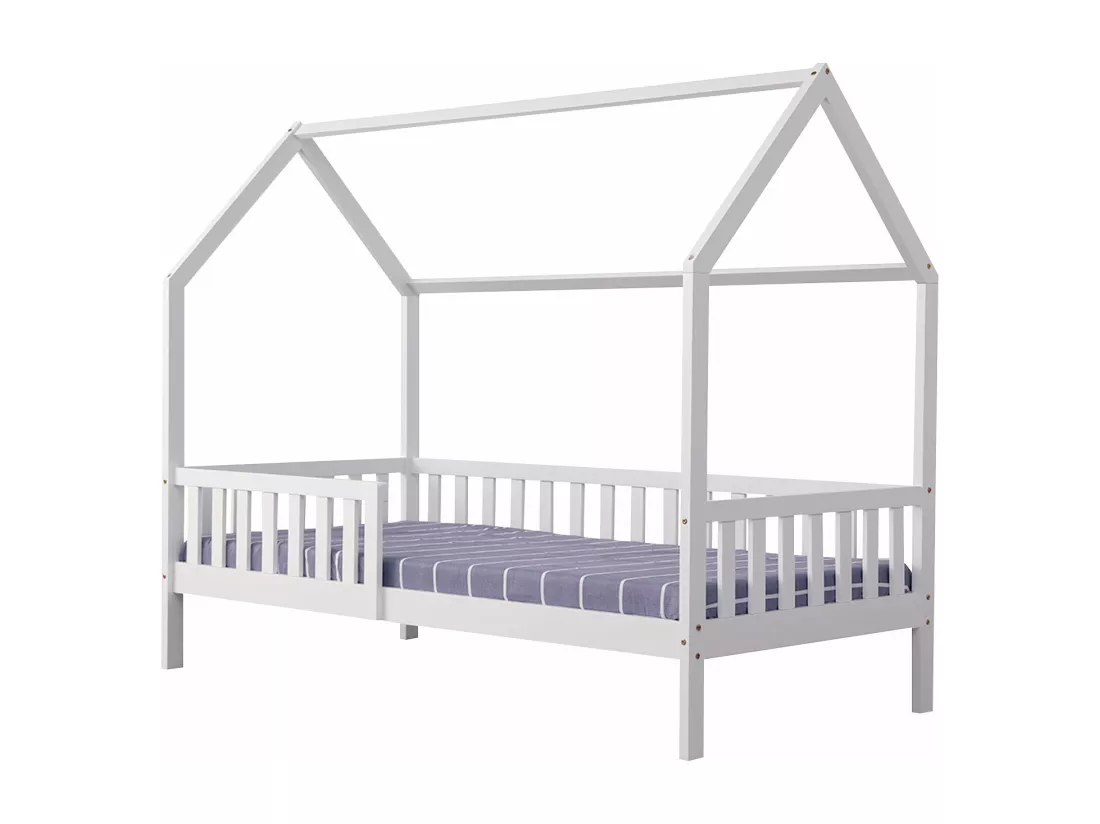 Lit cabane pour enfant 190x90cm blanc MARCEAU - HAPPY GARDEN
