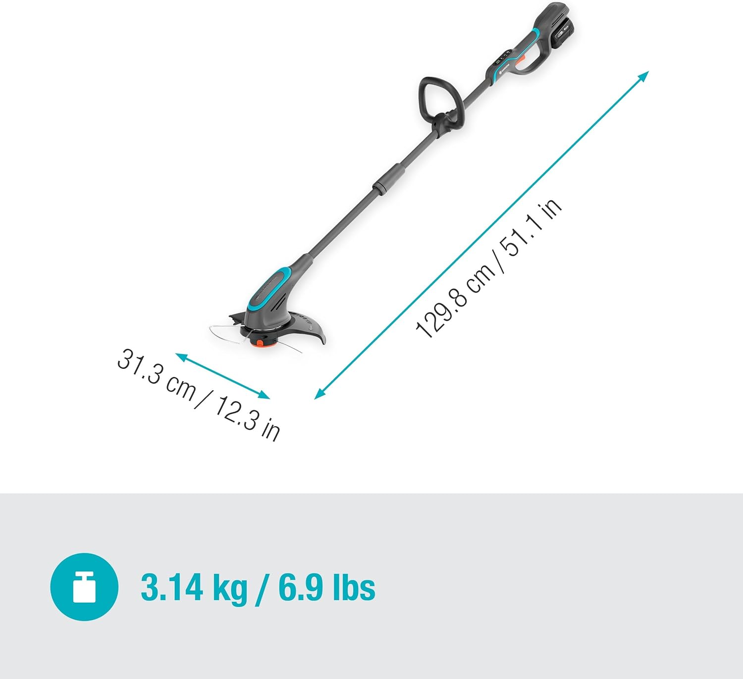 Gardena Akku-Trimmer PowerTrim 30/18V Set, Power for All-kompatibel, PowerBoost-Modus, 2-mm Trimmfaden, ergonomisches Design (14703-20)