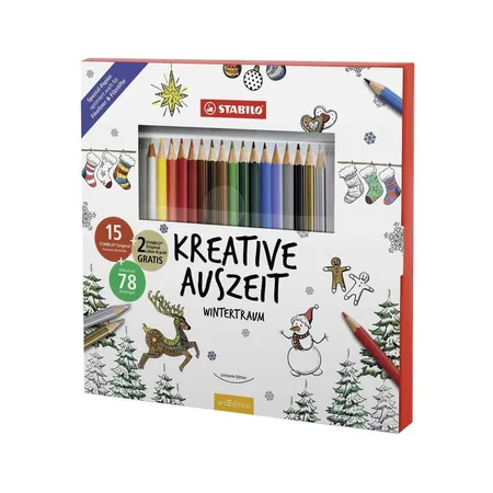 Malbuch für Erwachsene - KREATIVE AUSZEIT Wintertraum - inklusive 15+2 STABILO Original Premium-Buntstifte