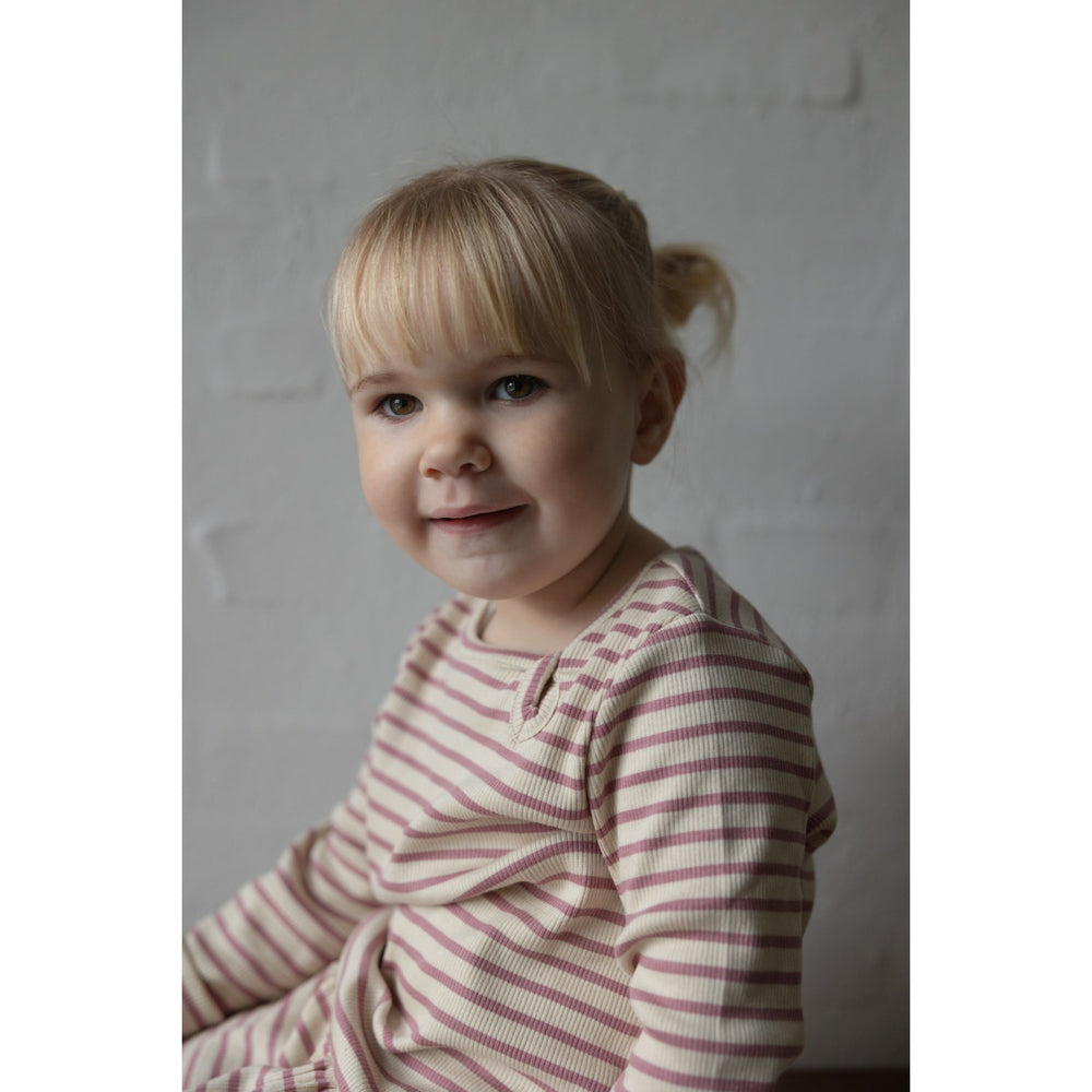 Køb Petit Piao Nostalgic Rose/off White Kjole L/S Modal Striped