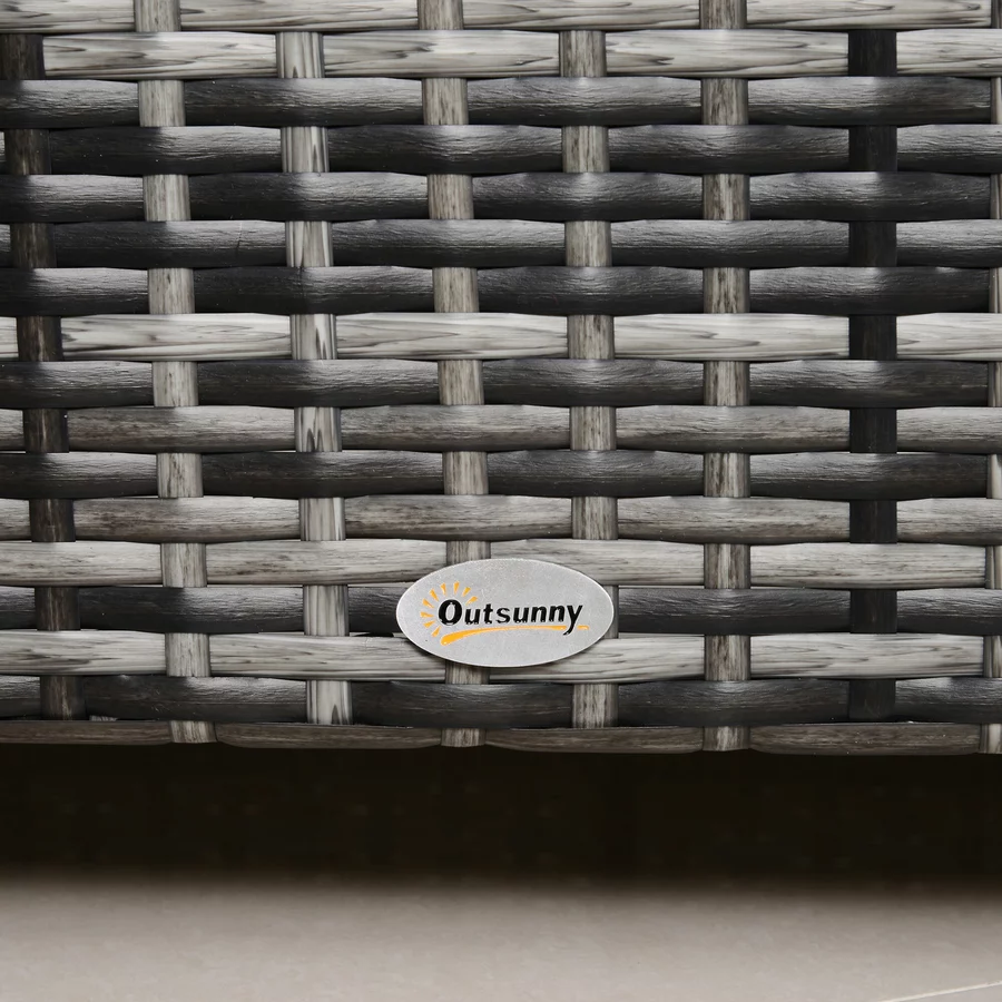Outsunny Beistelltisch aus handgeflochtenem Polyrattan grau