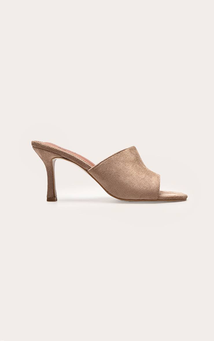 Nude Mules À Talons Bout Rond En Synthétique