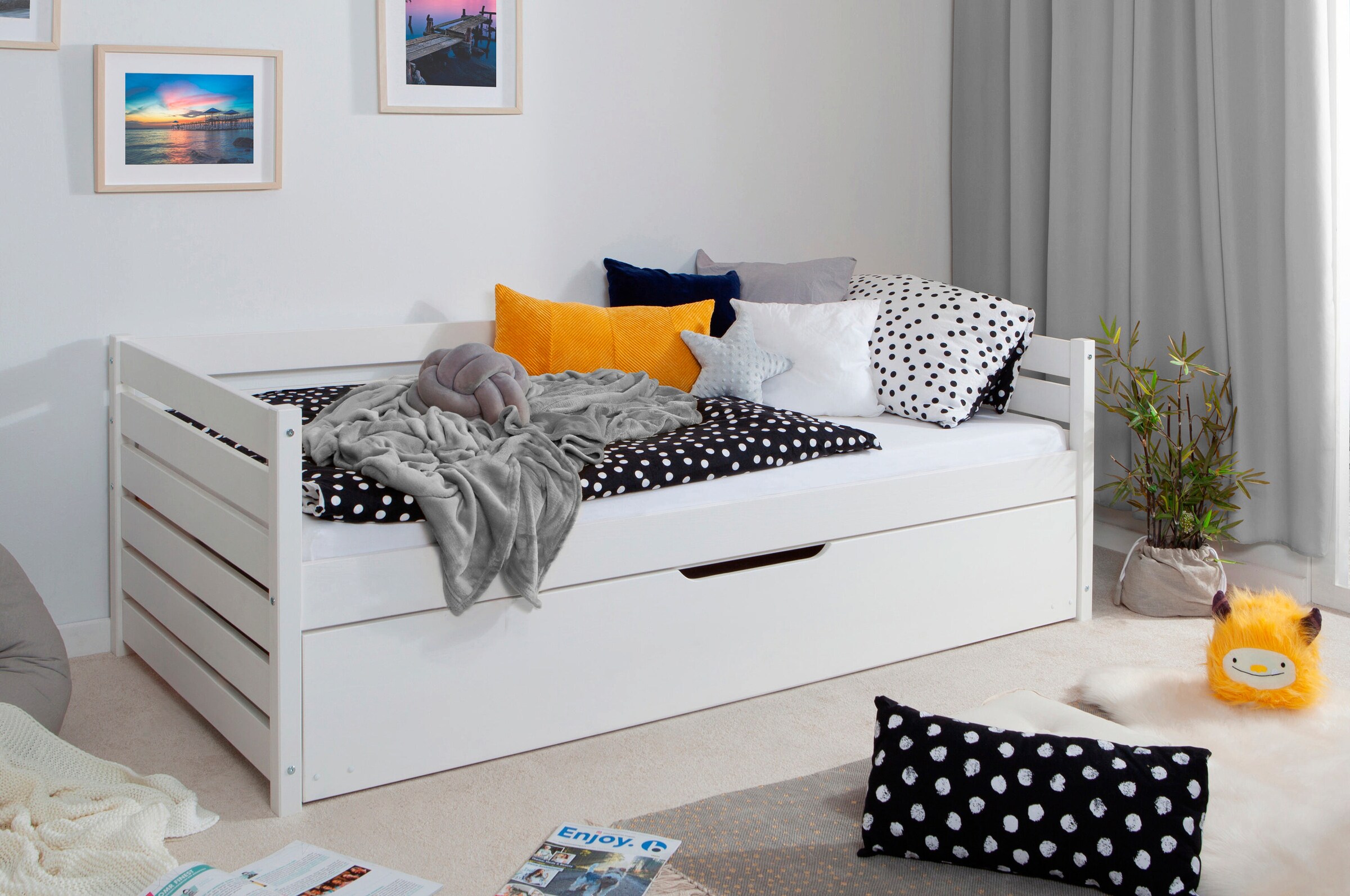 Ticaa Sofabett Naomi inkl. Ausziehbett, 120x200, Weiß