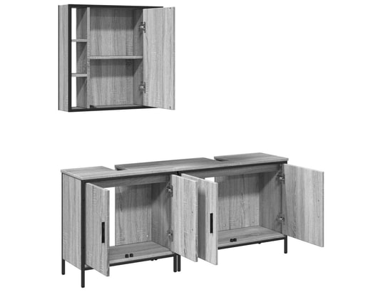 VIDAXL - Ensemble d'armoires de salle de bain 3 pcs sonoma gris