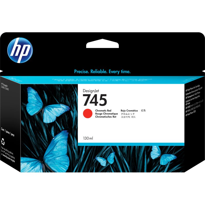 HP Cartouche d'encre DesignJet 745 rouge chromatique, 130 ml