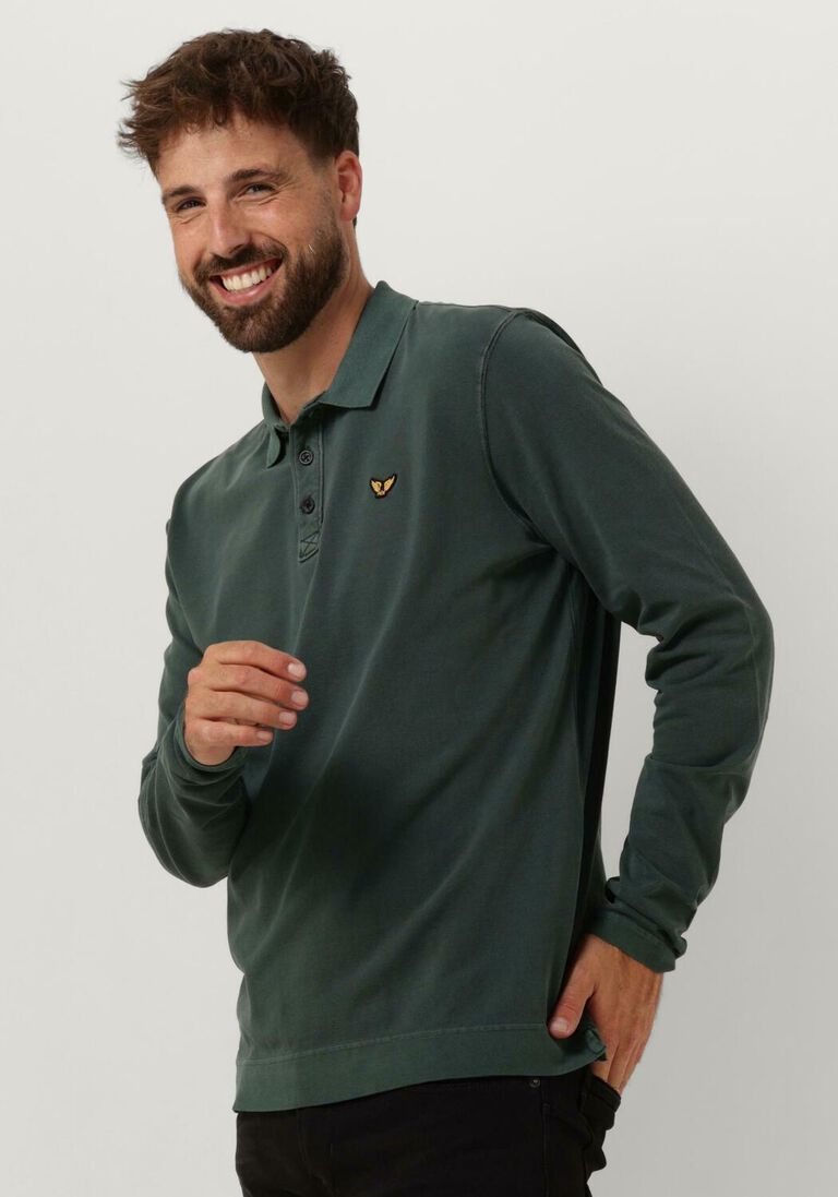 PME LEGEND groene pme legend polo long sleeve polo pique garment dye