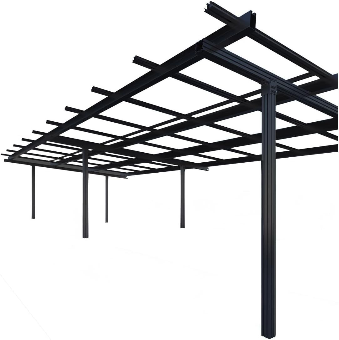 Doppelcarport Carport Gestell für 2 Autos mit Dachverkleidung + Regenrinne, Schwarz