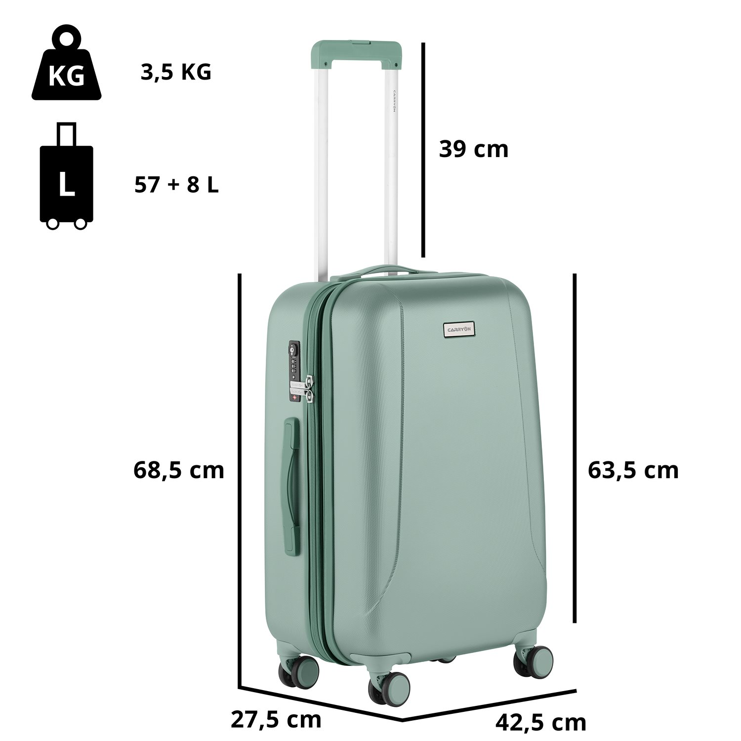 CarryOn Skyhopper 4 Wiel Trolley 68 Expandable olive