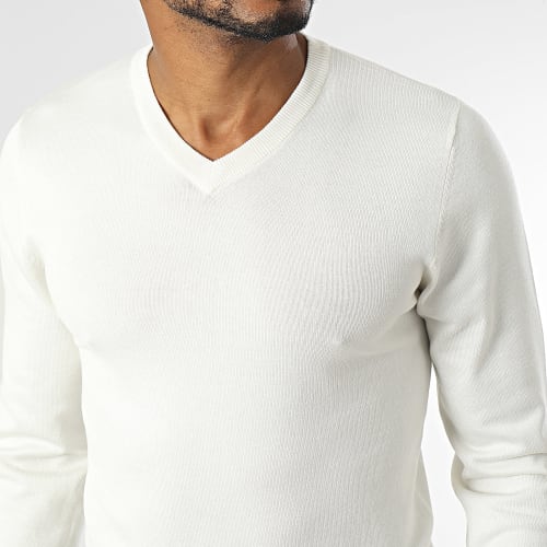 Pull Col V Blanc