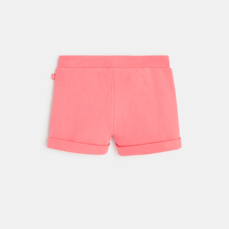 Short à plis en molleton rose bébé fille