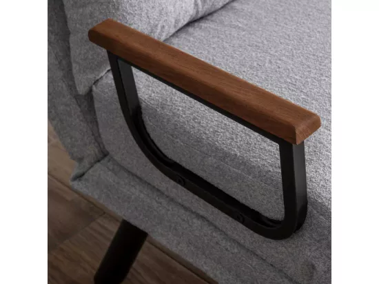 Fauteuil convertible Yolanda Métal Noir et Tissu bouclette Gris