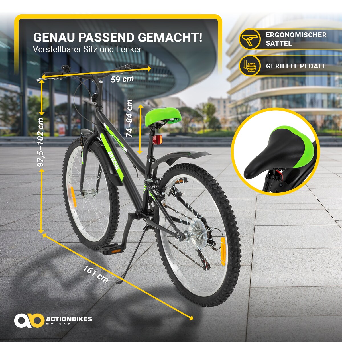 Actionbikes Kinderfahrrad Arrow 24 Zoll, Gangschaltung, V-Brake-Bremsen, verstellbar, Diamantrahmen