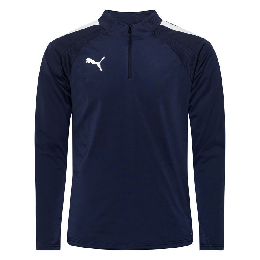 PUMA Maillot d'Entraînement teamLIGA Fermeture Éclair 1/4 - Bleu Marine/Blanc