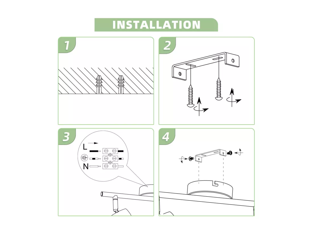 NETTLIFE Spot de plafond LED 4 ampoules moderne 4W blanc blanc chaud 3000K