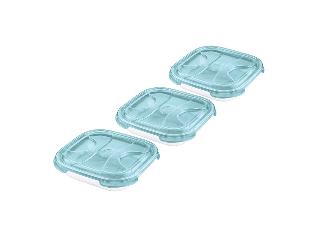 CONJUNTO DE 3 CAIXAS HERMÉTICAS ACTUEL PLÁSTICO AZUL RECTANGULAR 0.8L
