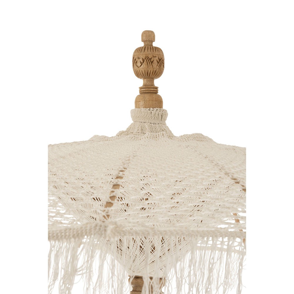 Parasol macrame en coton blanc avec support grande taille